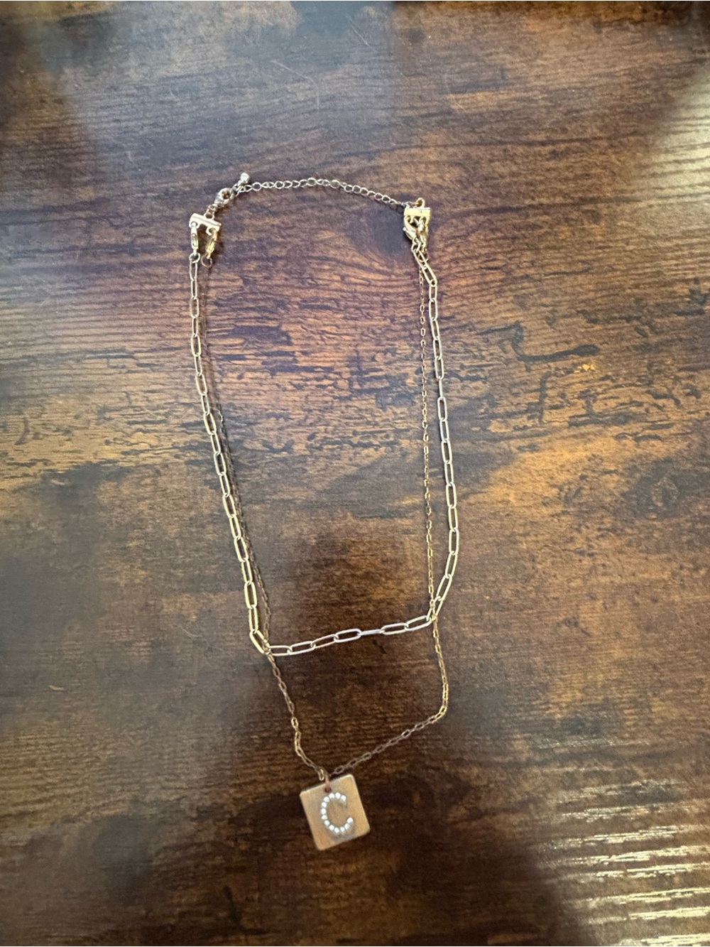 S initial Scrabble piece layered necklace